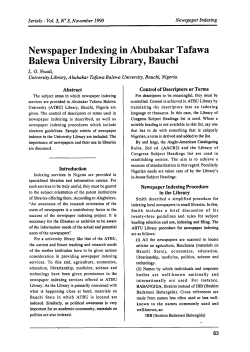 Newspaper Indexing in Abubakar Tafawa Balewa
