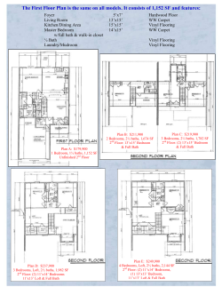 The First Floor Plan is the same on all models. It consists of 1,152 SF