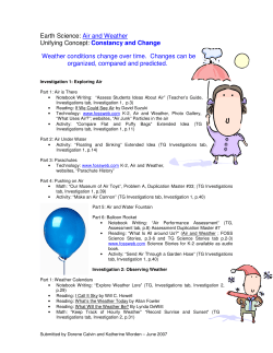 Earth Science: Air and Weather Unifying Concept: Constancy and