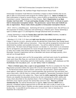 Immaculate Conception Swimming 2013