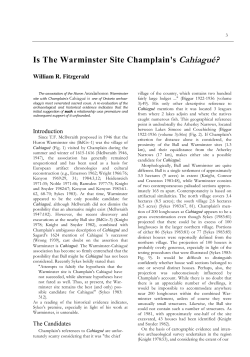 Is The Warminster Site Champlain`s Cahiagu&eacute;?