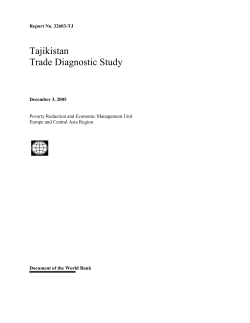 Tajikistan Trade Diagnostic Study