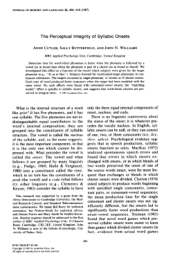 The Perceptual Integrity of Syllabic Onsets