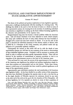 Political and Partisan Implications of State Legislative Apportionment