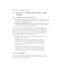 1.2 Lecture 2: Second Law, Carnot cycles, Entropy
