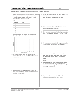 Exploration 1-1a: Paper Cup Analysis