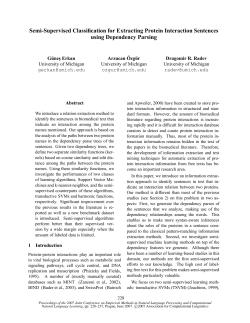 Semi-Supervised Classification for Extracting Protein Interaction