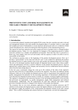 PREVENTIVE COST AND RISK MANAGEMENT IN THE EARLY