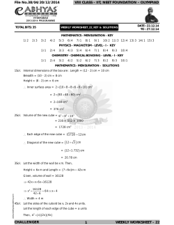 File No.38/04/20/12/2014 CHALLENGER 1 WEEKLY WORKSHEET