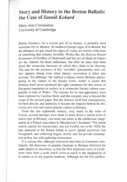 Story and History in the Breton Ballads