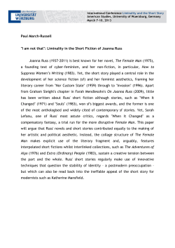 Paul March-Russell "I am not that": Liminality in the Short Fiction of