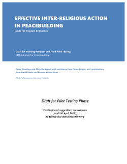 EFFECTIVE INTER-RELIGIOUS ACTION IN PEACEBUILDING