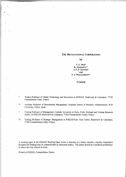 THE METANATIONAL CORPORATION by YL DOZ* and PJ