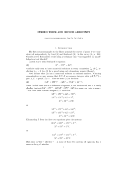 EULER`S TRICK AND SECOND 2-DESCENTS 1