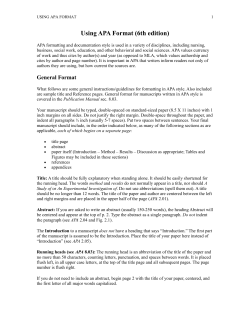 (APA) Format - Millikin University