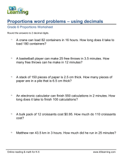 Grade 6 Proportions Worksheet - Proportion word