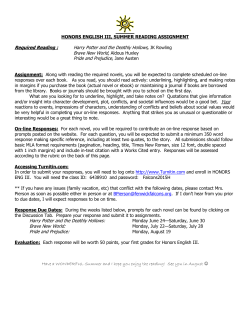 honors english iii, summer reading assignment