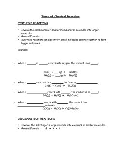 4.1, 4.2, 4.4, 5.3 Types of Reactions note