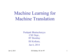 Machine Learning for Machine Translation