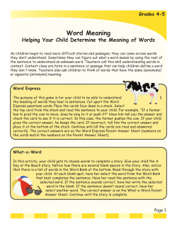5th Grade Tip Sheet Word Meaning