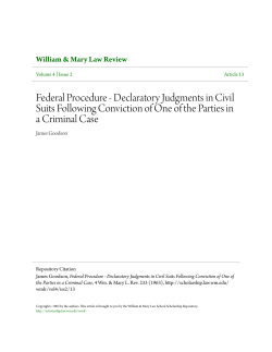Federal Procedure - Declaratory Judgments in Civil Suits Following