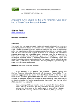 Analysing Live Music in the UK: Findings One Year into a Three