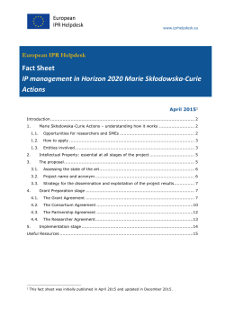 Fact Sheet IP management in Horizon 2020 Marie