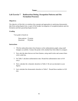 Lab Exercise 7 Radiocarbon Dating, Occupation Patterns and Site