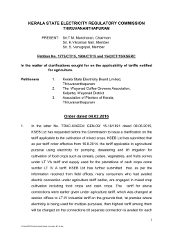 Petition Nos. 1775, 1904 and 1542/CT/15/KSERC clarifications