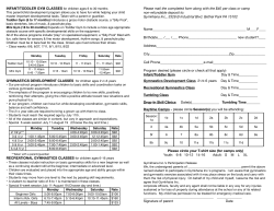 GYMNASTICS DEVELOPMENT CLASSES for children ages 21/2