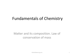 Ch. 1 Matter and its composition. Law of conservation of mass