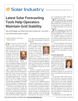 Latest Solar Forecasting Tools Help Operators Maintain Grid Stability