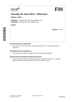 Unit A405/02 - Sources for Latin - Higher tier - Insert