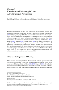 Emotions and Meaning in Life: A Motivational Perspective