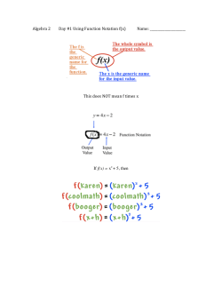 Day 1 Using Function Notation