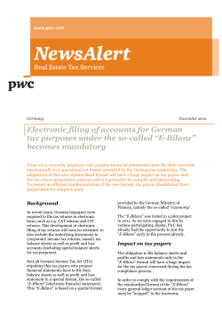 Electronic filing of accounts for German tax purposes under the so