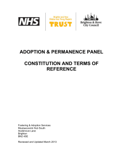 Adoption and Permanence Panel Constitution and Terms of Reference