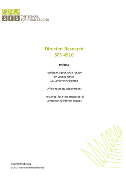 Directed Research - The School for Field Studies