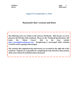 &ldquo;Raymond`s Run&rdquo; Lessons and Notes - MSEnglish8