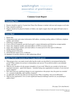 Common Grant Report - Washington Regional Association of