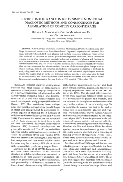 sucrose intolerance in birds: simple nonlethal diagnostic methods
