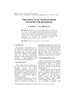 Badiu, E., Bratucu, Gh: The Effects of Wind on Roof Systems for
