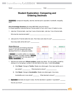 COMPARING DECIMALS