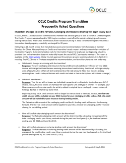 OCLC Credits Program Transition Frequently Asked Questions