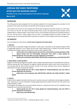 ISWG Mid-Year Programatic Priorities March 2016