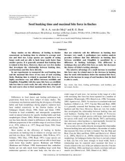 Seed husking time and maximal bite force in finches