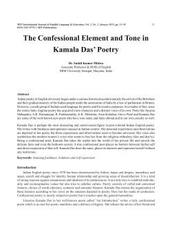 The Confessional Element and Tone in Kamala Das` Poetry