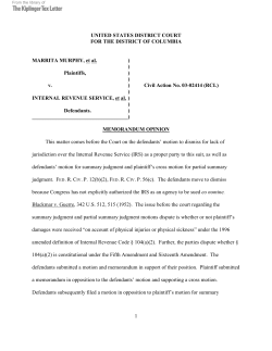 1 UNITED STATES DISTRICT COURT FOR THE
