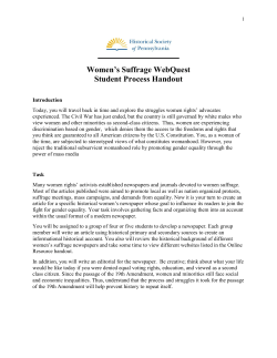 Women`s Suffrage WebQuest Student Process Handout