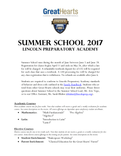 Summer School 2017 - Great Hearts Lincoln Prep